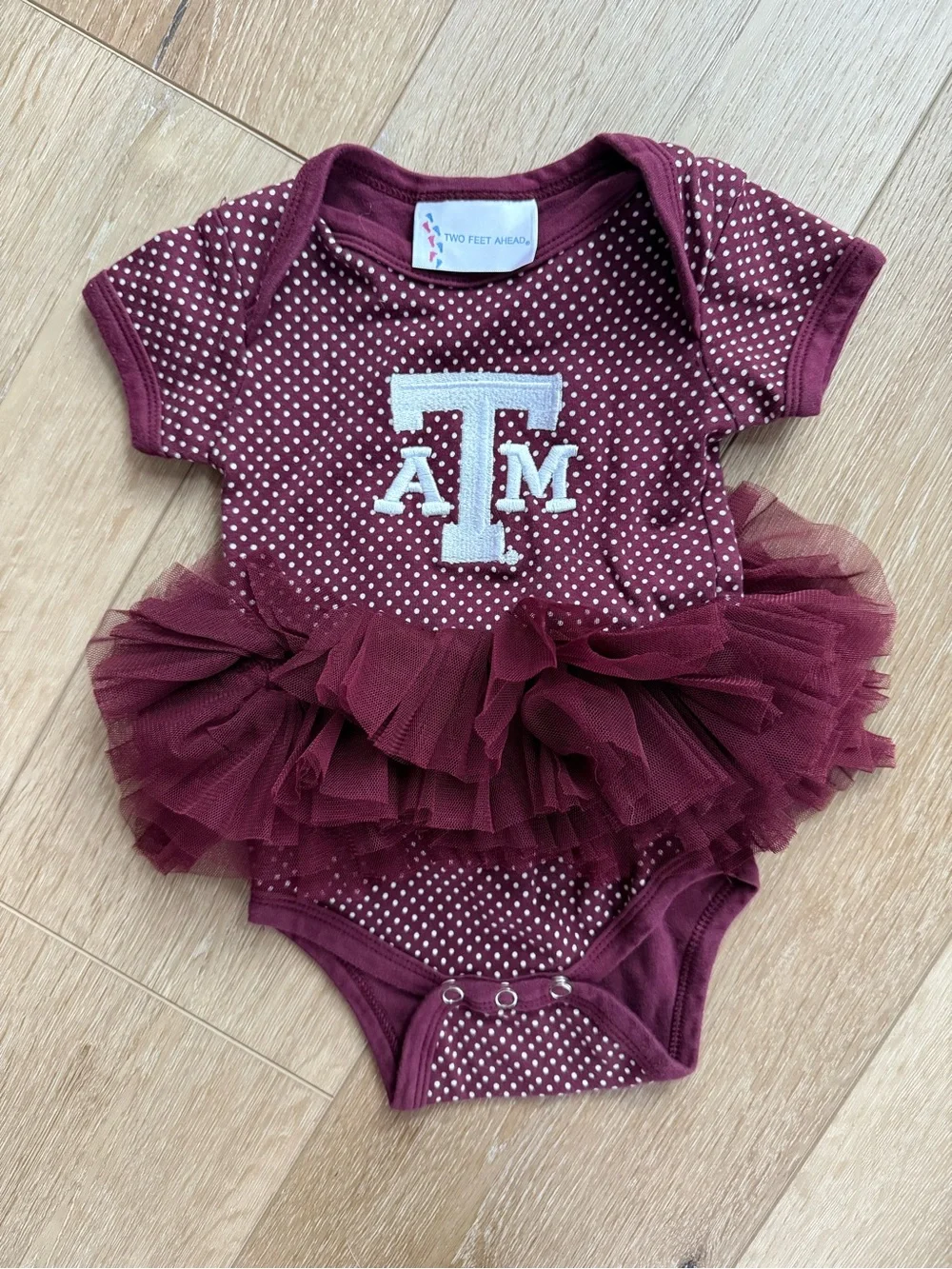 Texas A&M Maroon Polka Dot Tutu Baby Onesie